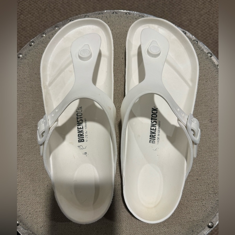 White Rubber Birkenstock Between The Toe Slides/Sandals